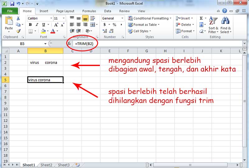 Cara Menghilangkan Spasi di Excel 