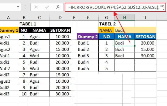 Cara Mencari Data yang Sama di Excel dengan Vlookup