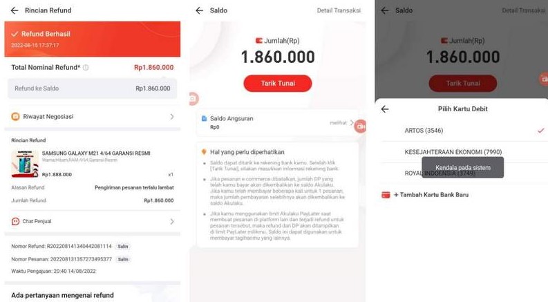 cara cek saldo di Akulaku